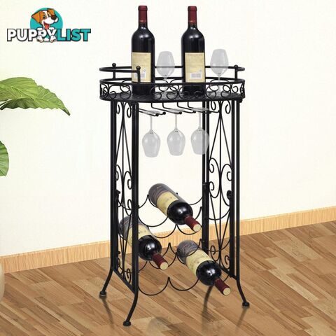 Metal Wine Rack/Table with Hooks for 9 Bottles - Unbranded - 4326500430755