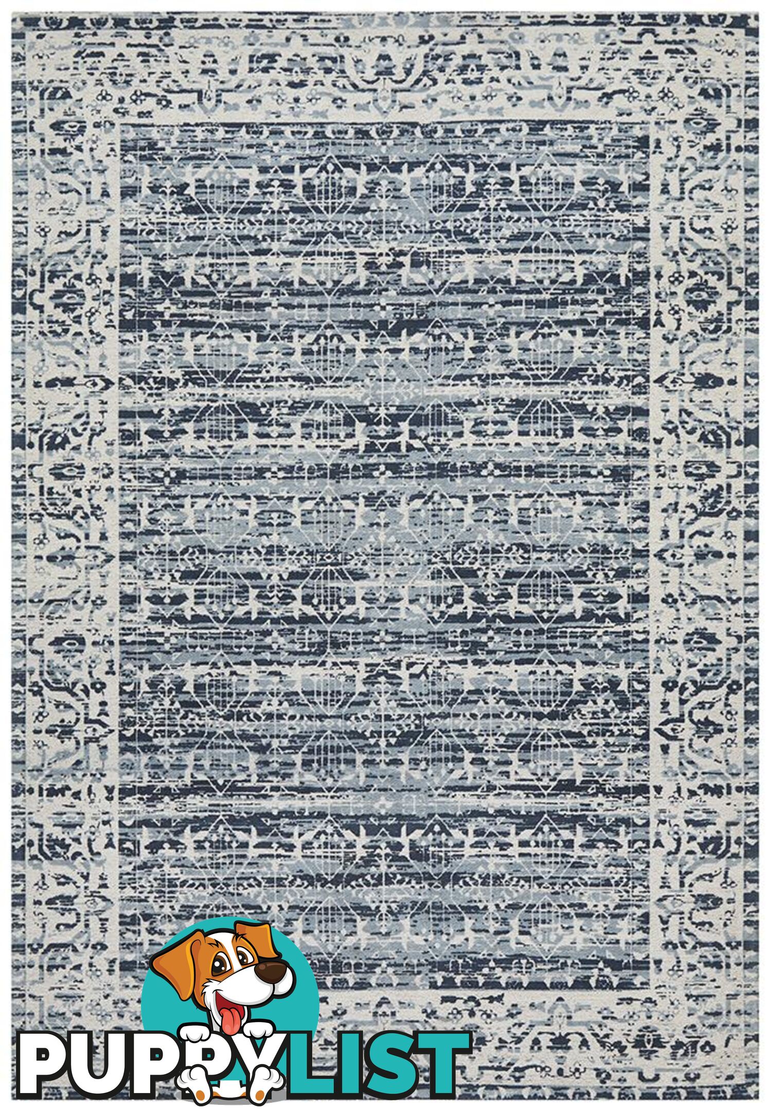 Magnolia Border Denim Rug - Unbranded - 9375321879767