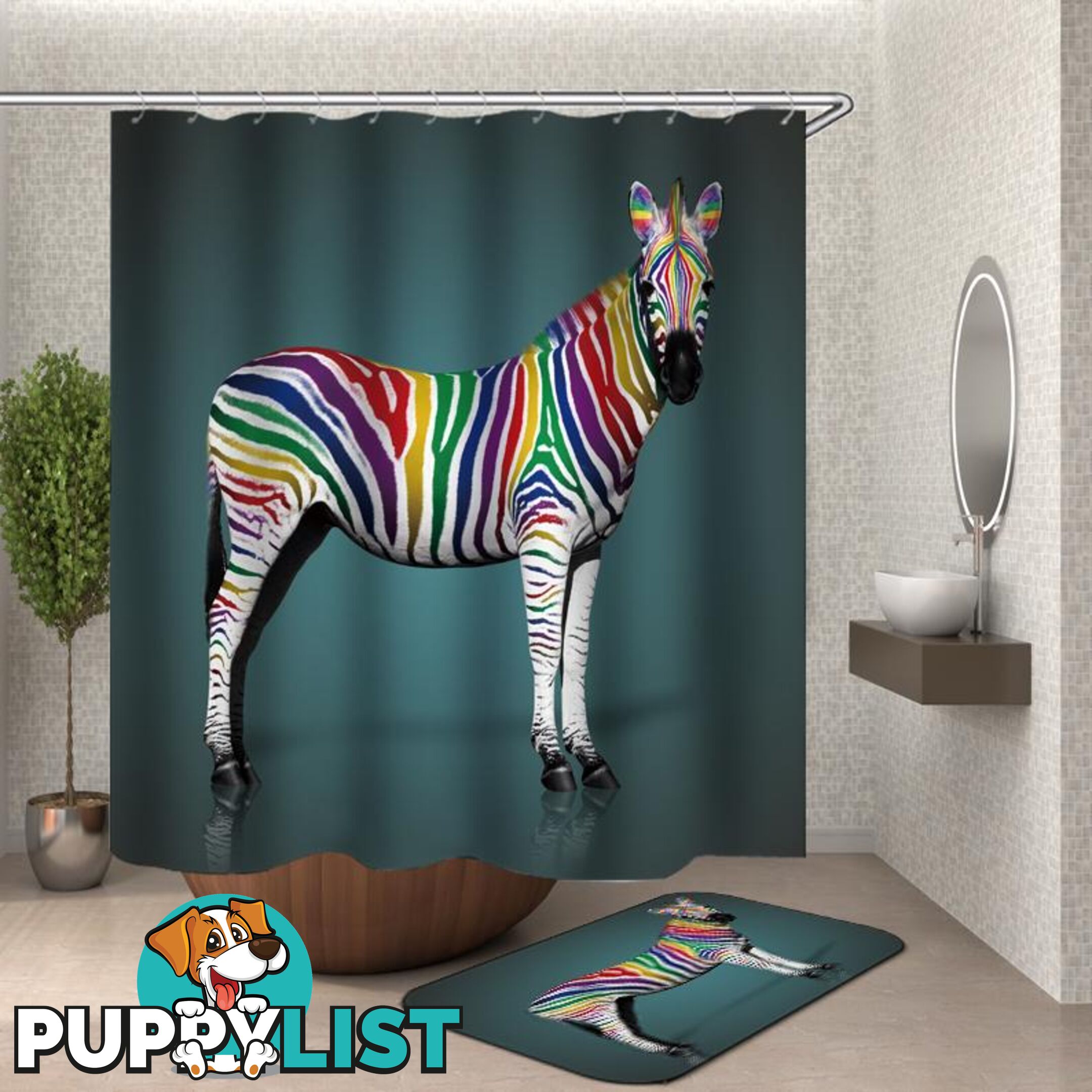 Rainbow Zebra Shower Curtain - Curtain - 7427046123808