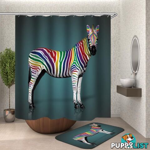 Rainbow Zebra Shower Curtain - Curtain - 7427046123808