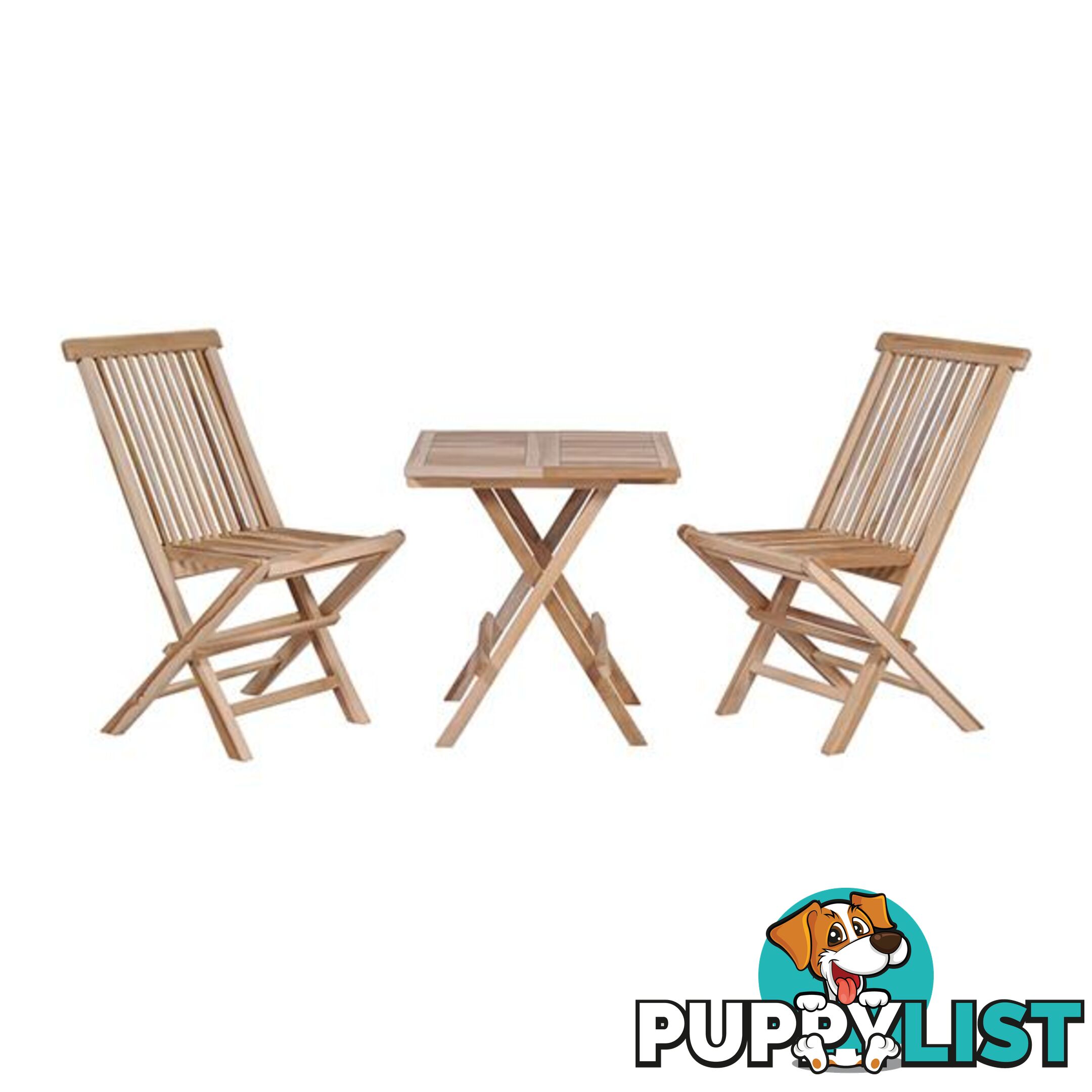 3 Piece Folding Bistro Set Solid Teak Wood - Unbranded - 7427046257541