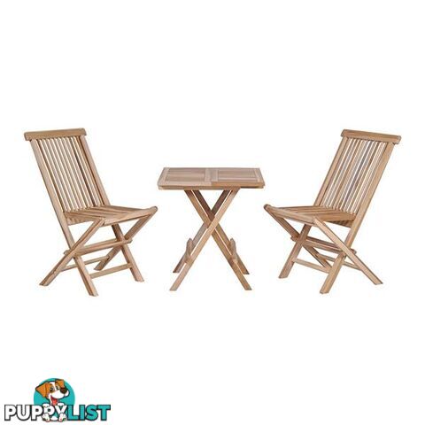 3 Piece Folding Bistro Set Solid Teak Wood - Unbranded - 7427046257541