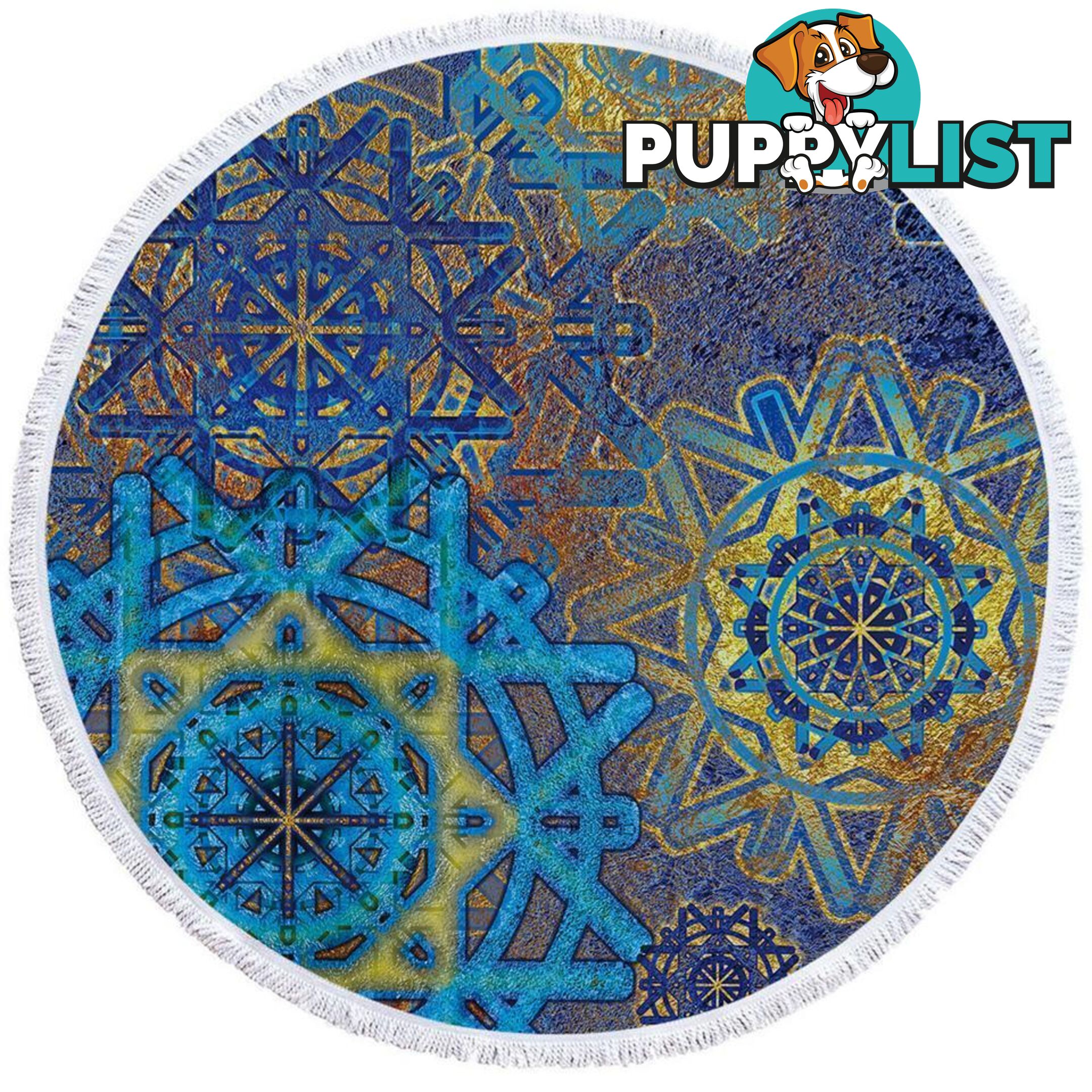 Blue and Yellow Mandalas Beach Towel - Towel - 7427046325059