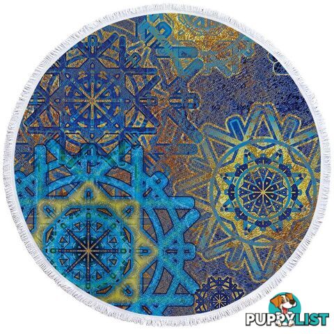 Blue and Yellow Mandalas Beach Towel - Towel - 7427046325059