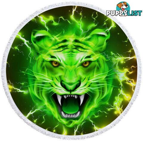 Bright Green Tiger Beach Towel - Towel - 7427046324977