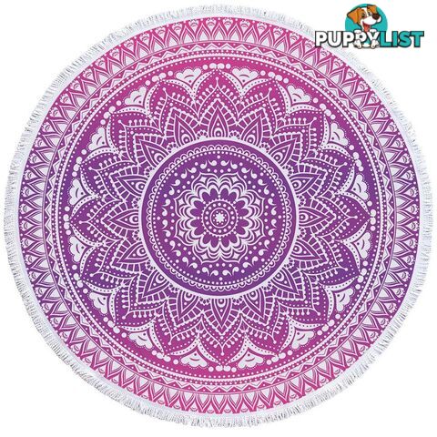 Purplish Mandala Over White Beach Towel - Towel - 7427046328111