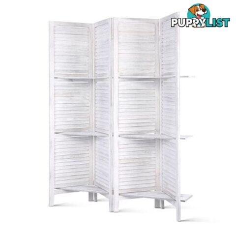 Room Divider Privacy Screen Foldable Partition Stand 4 Panel White - Artiss - 9350062190838