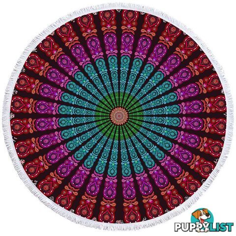 Bright Oriental Mandala Beach Towel - Towel - 7427046318617