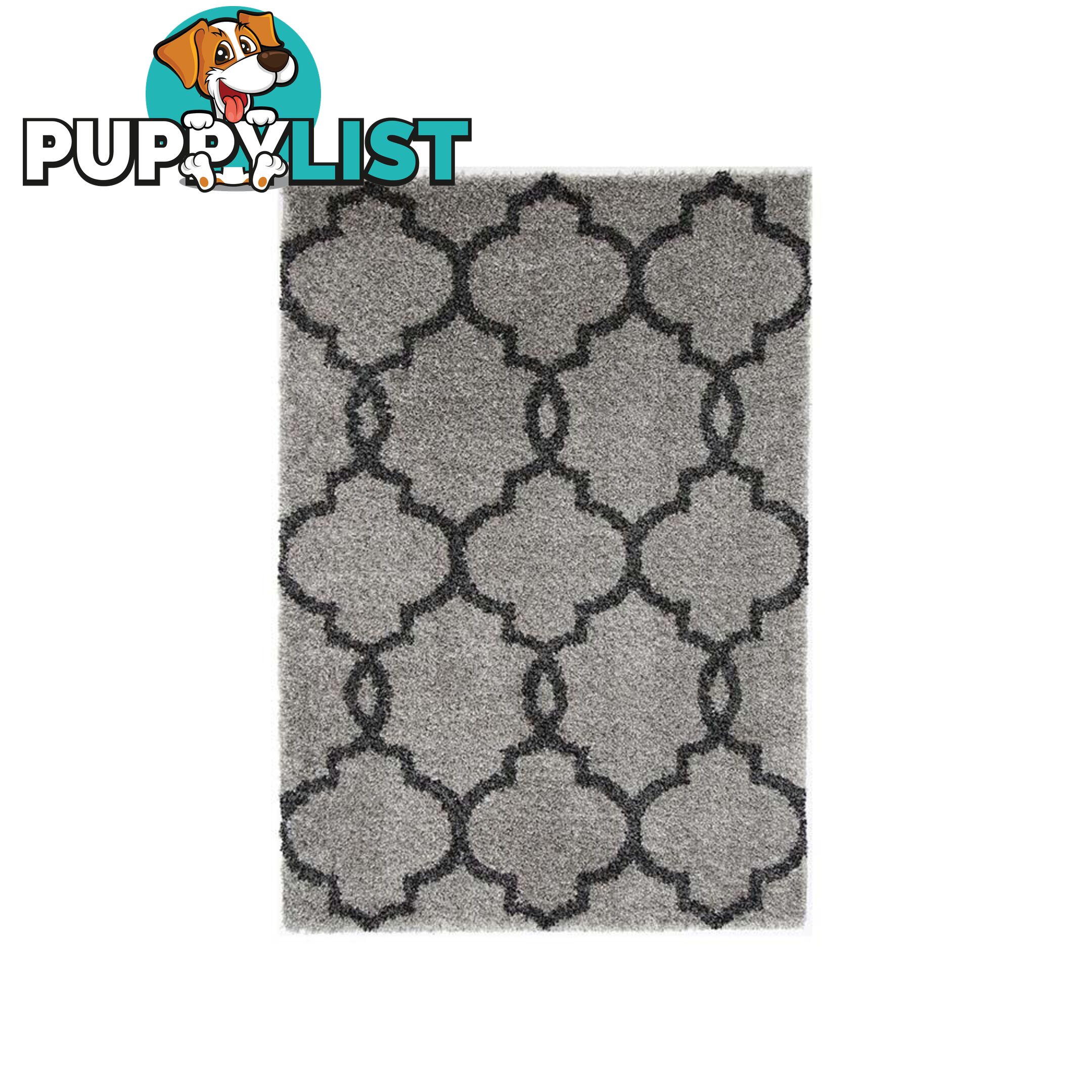 LUMINA LATTICE GREY CHARCOAL SHAG RUG - Unbranded - 7427046339209