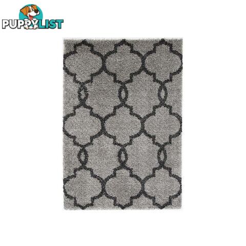 LUMINA LATTICE GREY CHARCOAL SHAG RUG - Unbranded - 7427046339209