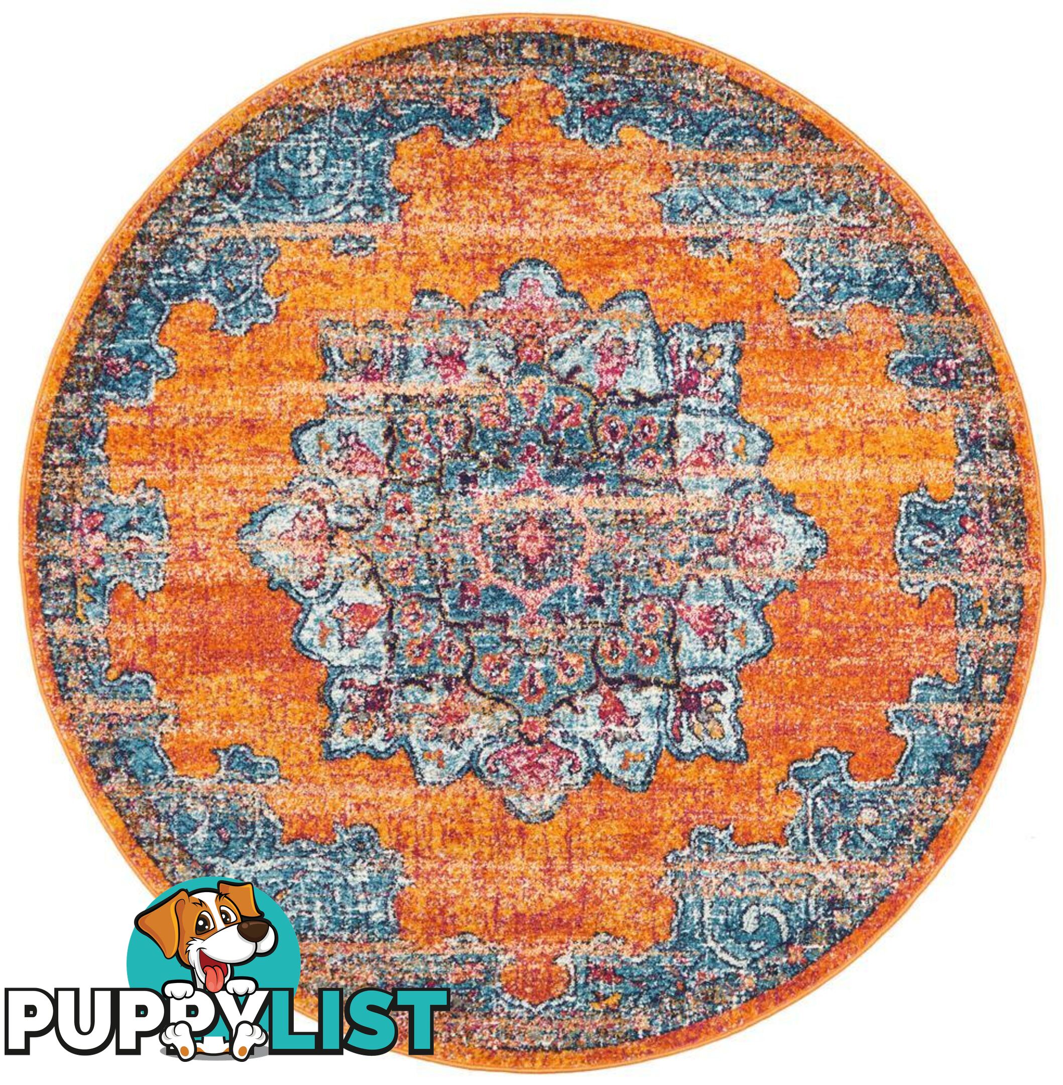 Radiance Mavi Rust Round Rug - Unbranded - 9375321886765