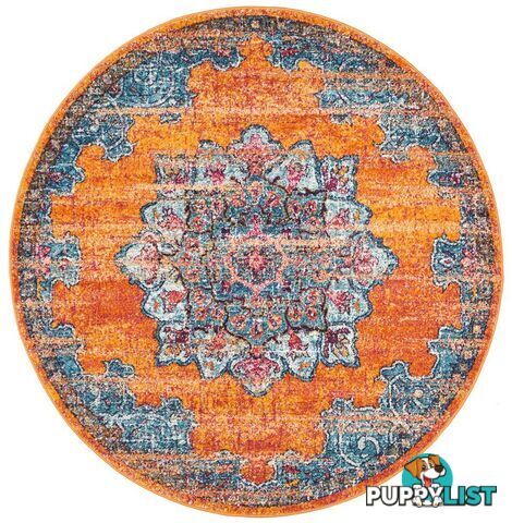 Radiance Mavi Rust Round Rug - Unbranded - 9375321886765