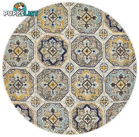 Babylon Round Hindi Blue Rug - Unbranded - 9375321874793