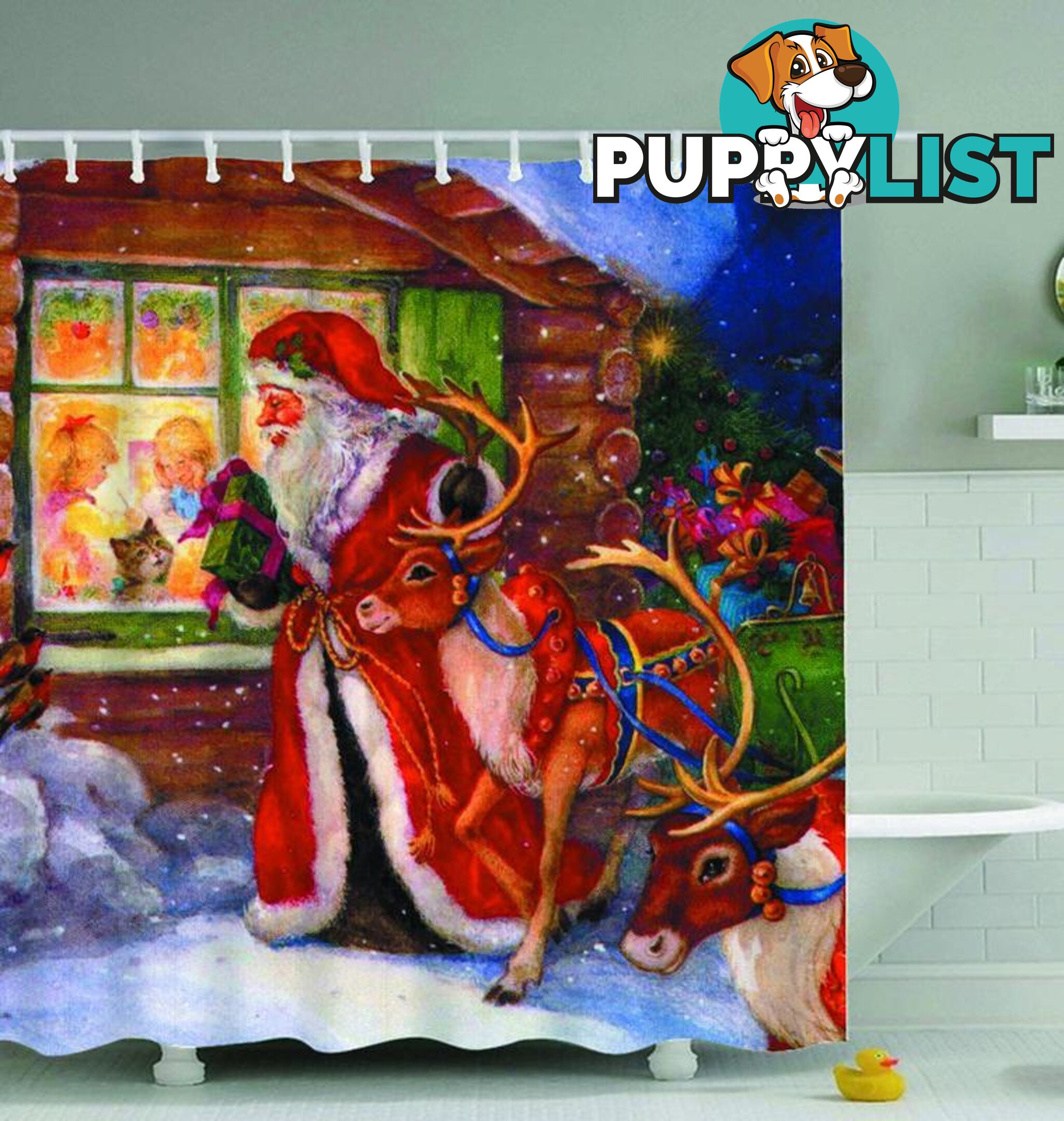 Christmas Vintage Painting Shower Curtain - Curtain - 7427046019255