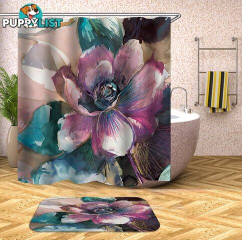 Water Painting Flower Shower Curtain - Curtain - 7427045932784