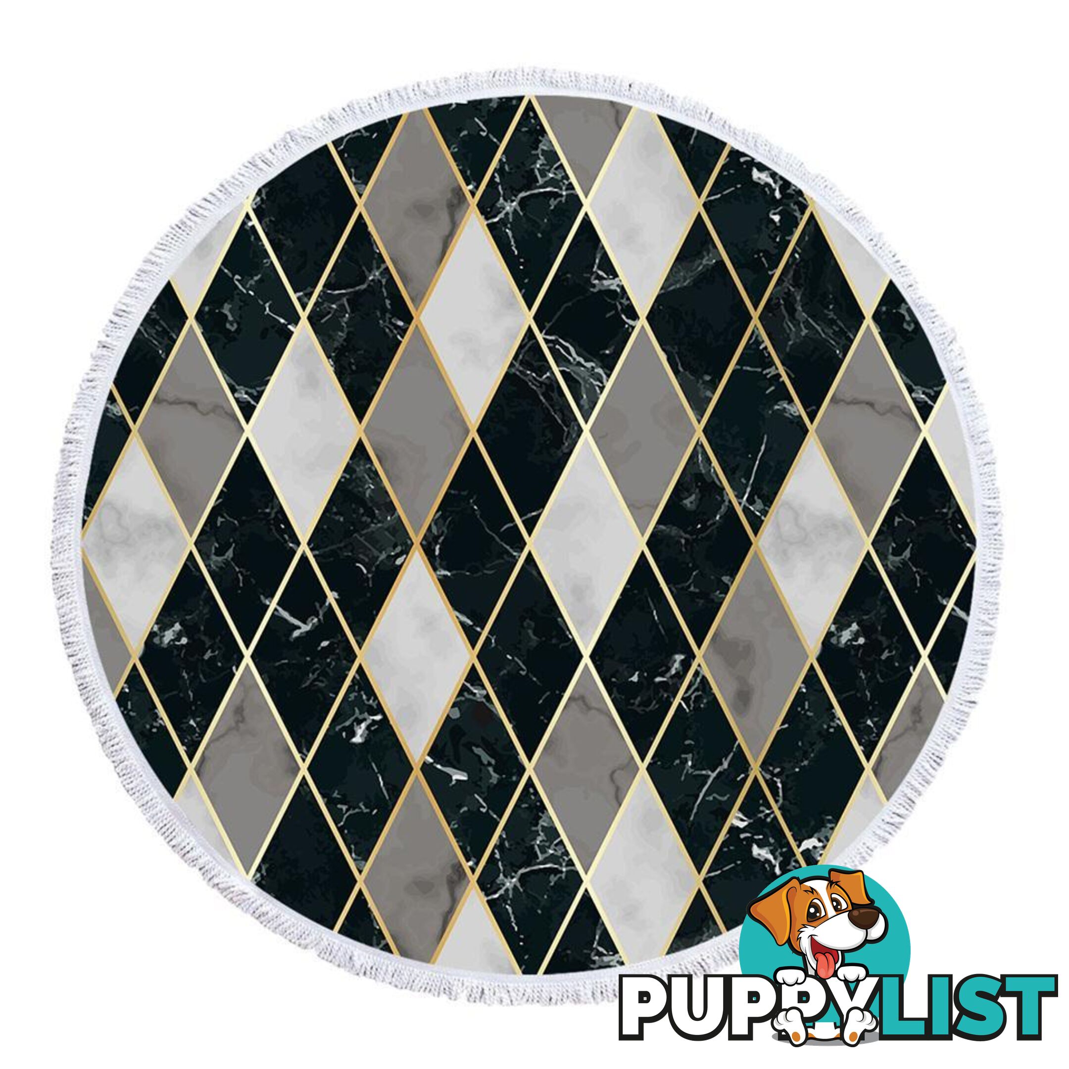 Black and Grey Geometric Shape Marble Beach Towel - Towel - 7427046341202