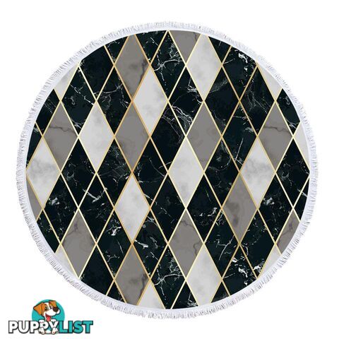 Black and Grey Geometric Shape Marble Beach Towel - Towel - 7427046341202