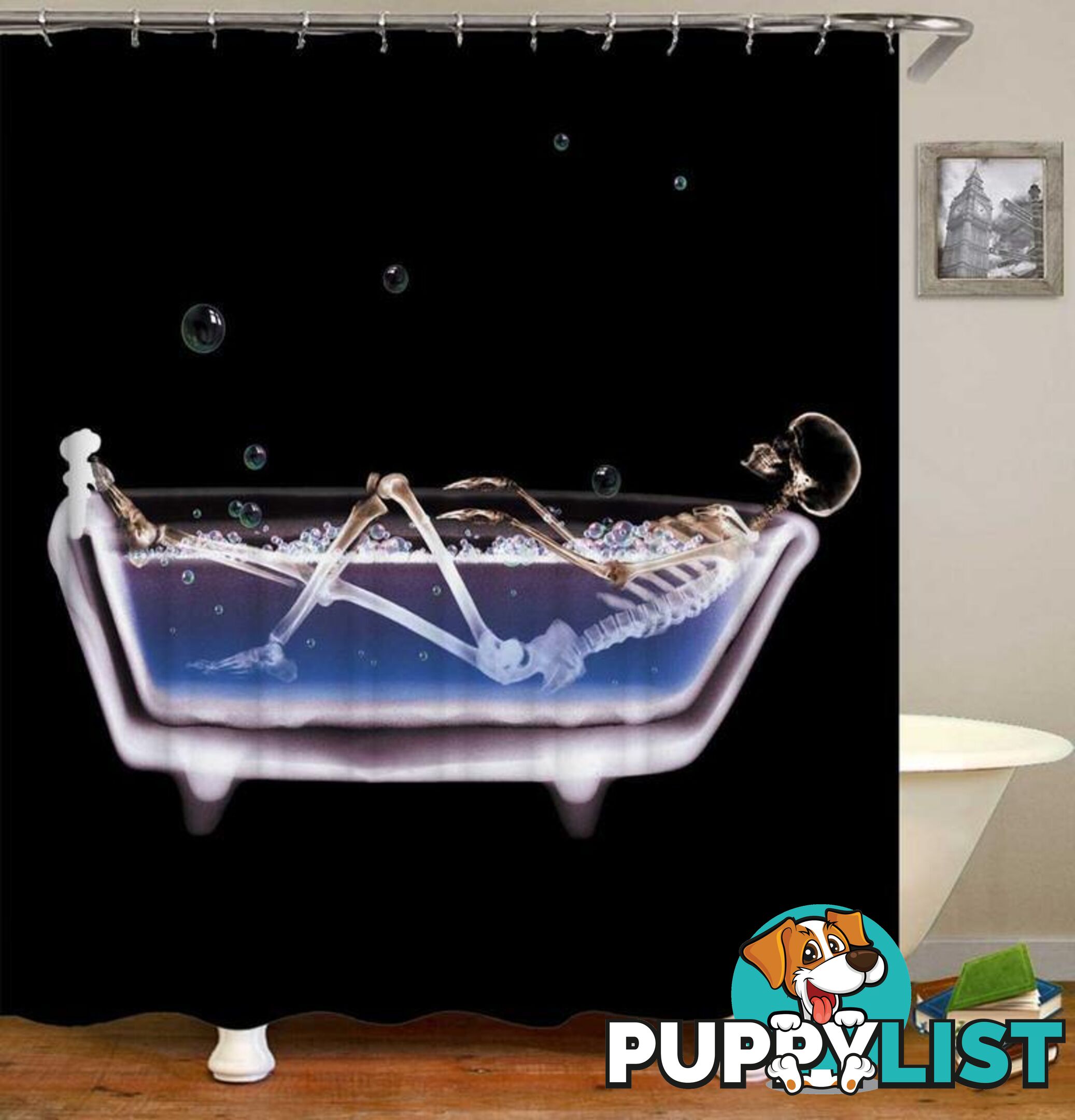 Skeleton Bath Time Shower Curtain - Curtains - 7427046059442