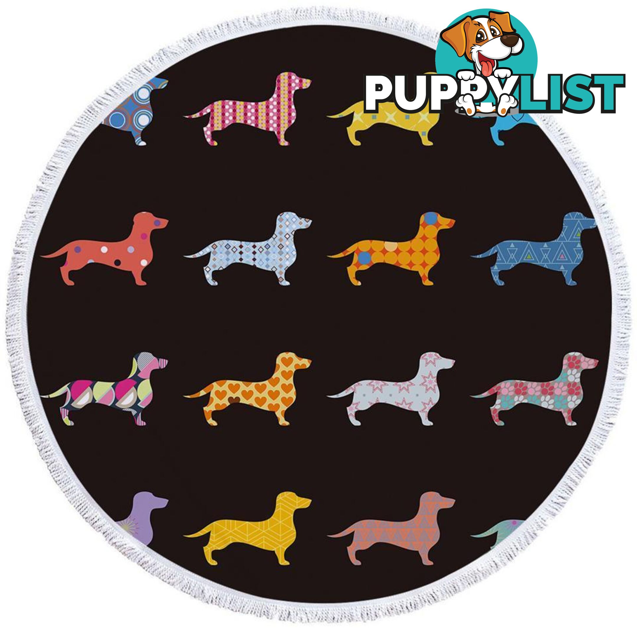 Multi Pattern Dachshund Dogs Beach Towel - Towel - 7427046311205