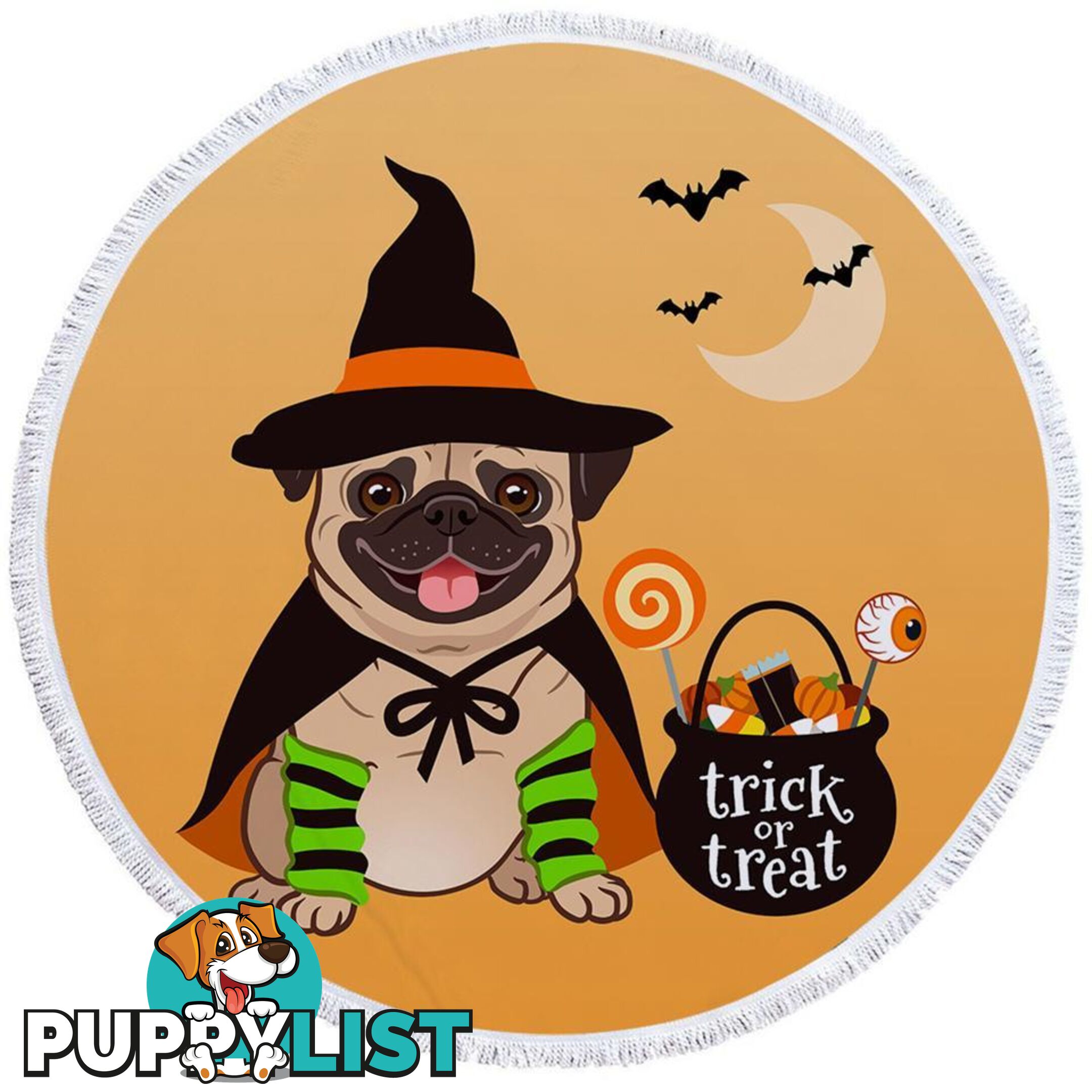 Halloween Pug Beach Towel - Towel - 7427046340229