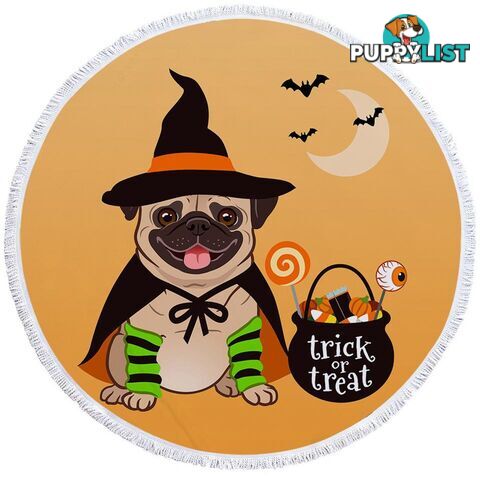 Halloween Pug Beach Towel - Towel - 7427046340229