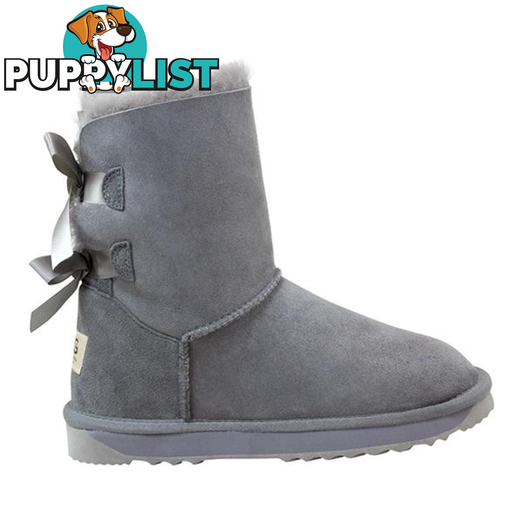 Comfort Me Australian Made Double Ribbon Ugg Boot Grey - Comfort Me - 822427536630