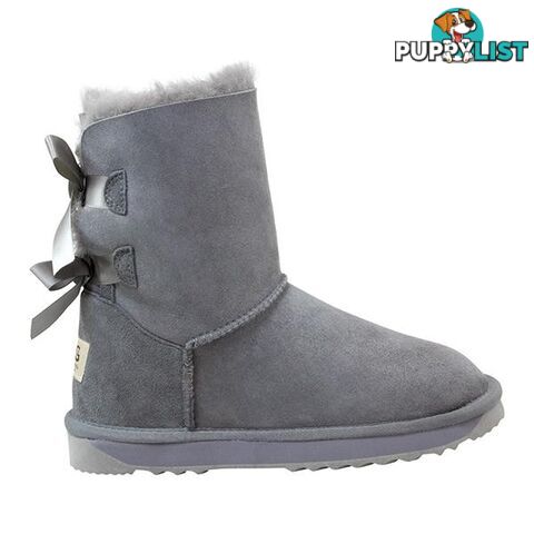 Comfort Me Australian Made Double Ribbon Ugg Boot Grey - Comfort Me - 822427536630