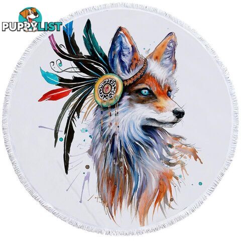 Art Painting Native American Fox Beach Towel - Towel - 7427046331678