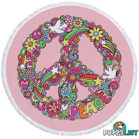 Rainbow Colors Peace Beach Towel - Towel - 7427046310192