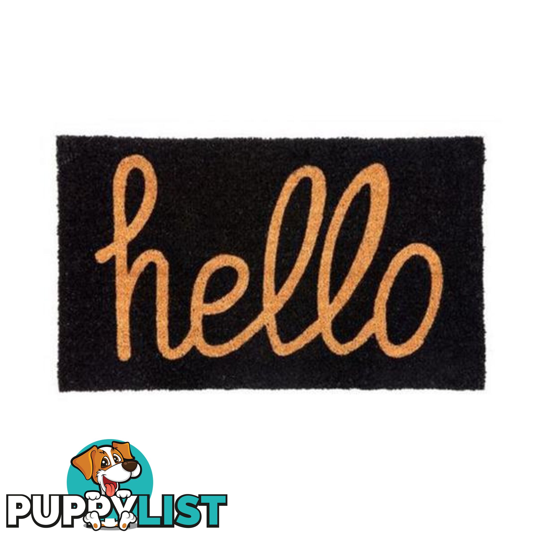 Hello Black Pvc Backed Coir Door Mat - Unbranded - 8901304508259