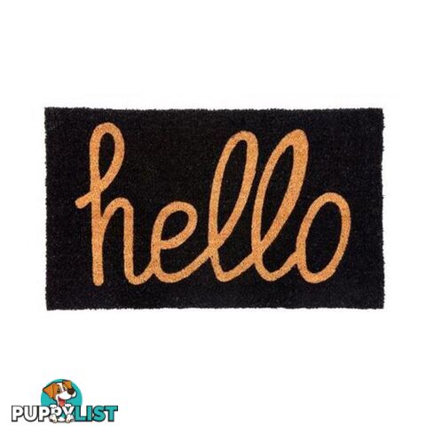 Hello Black Pvc Backed Coir Door Mat - Unbranded - 8901304508259