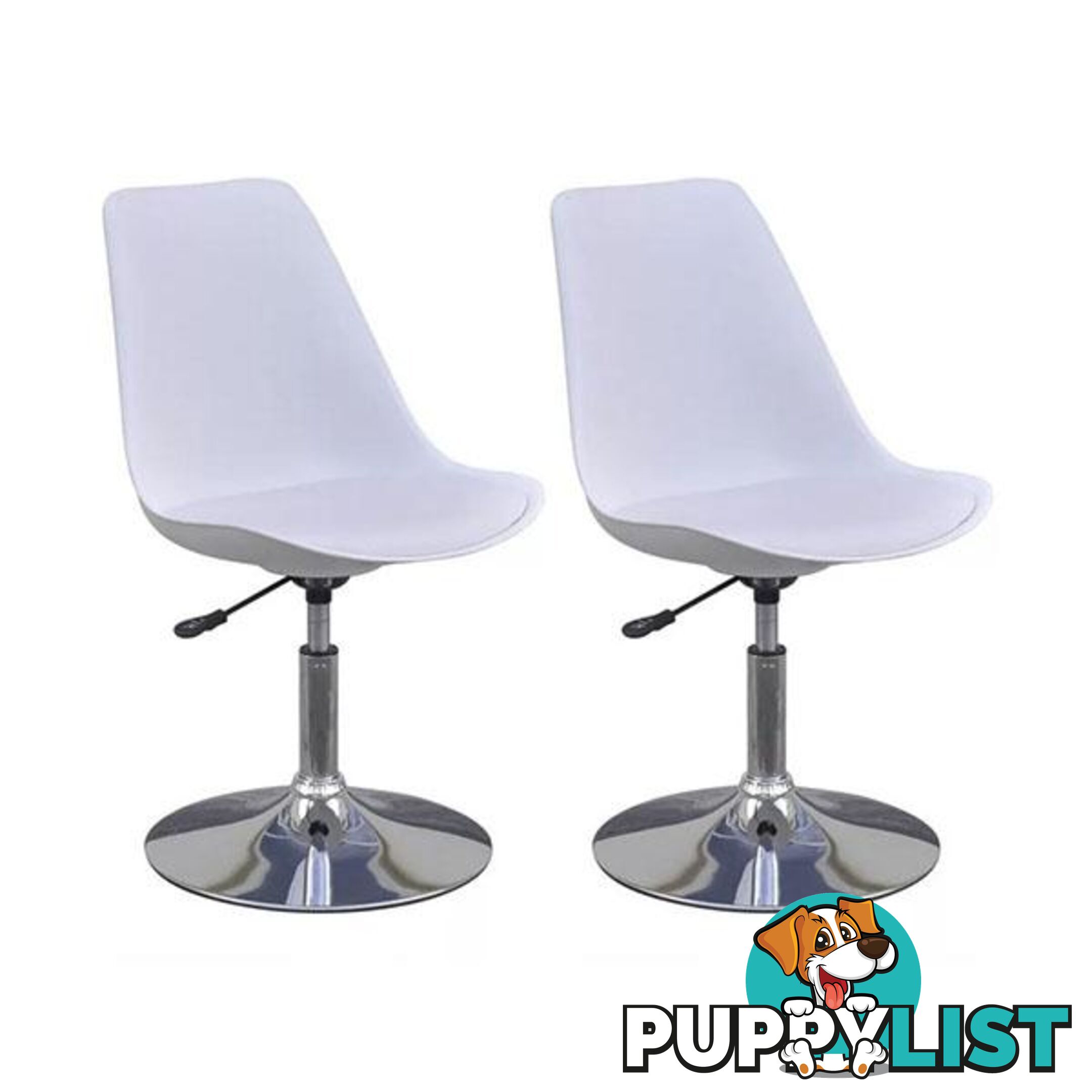 Swivel Dining Chairs White Faux Leather - Unbranded - 8718475947837