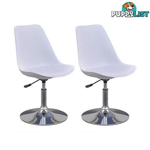 Swivel Dining Chairs White Faux Leather - Unbranded - 8718475947837