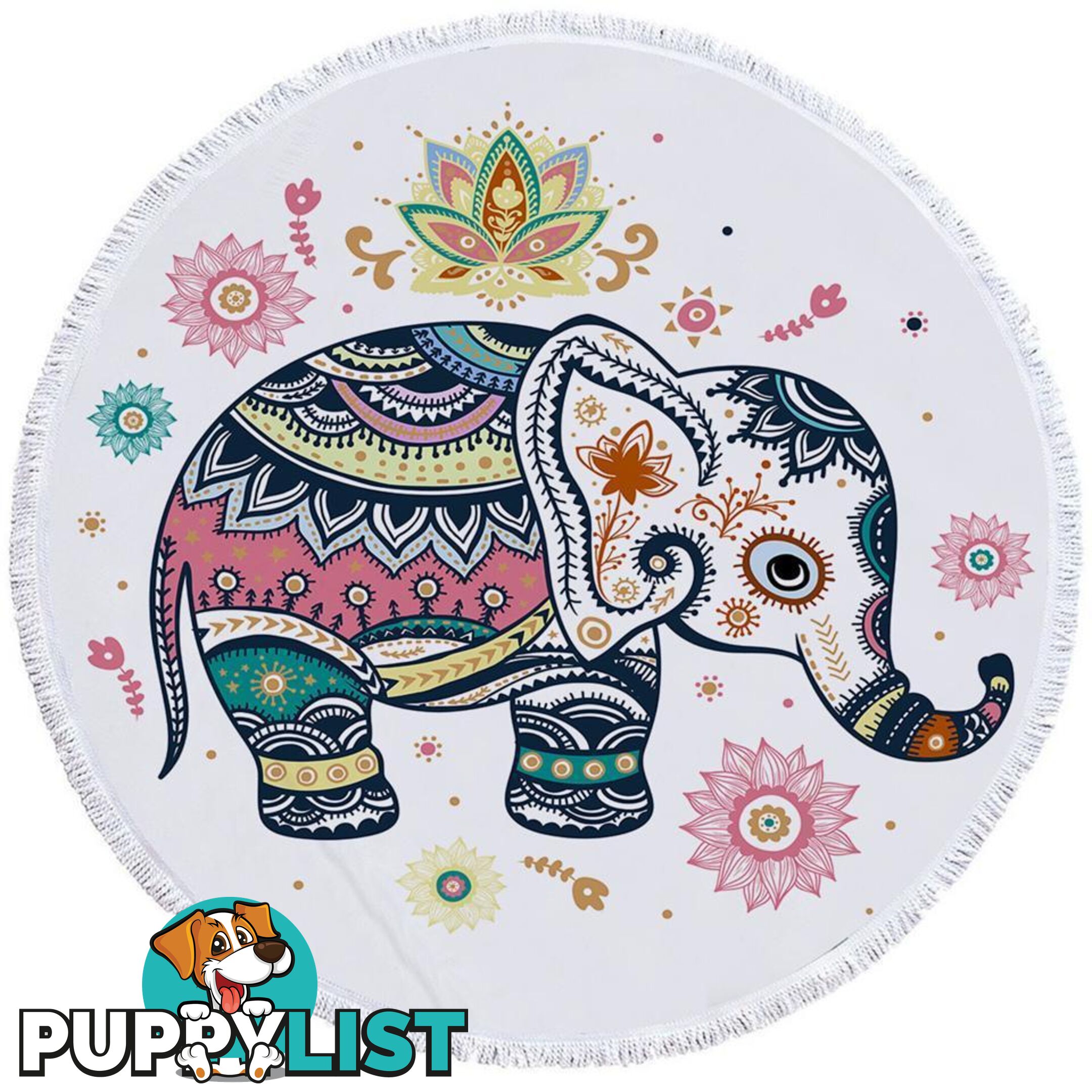 Cute Oriental Elephant Beach Towel - Towel - 7427046311656