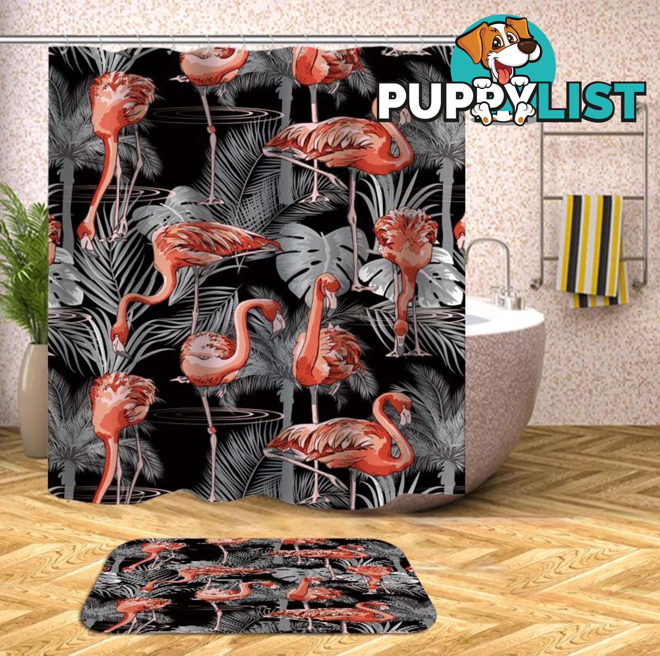 Flamingos In The Dark Shower Curtain - Curtain - 7427046087827