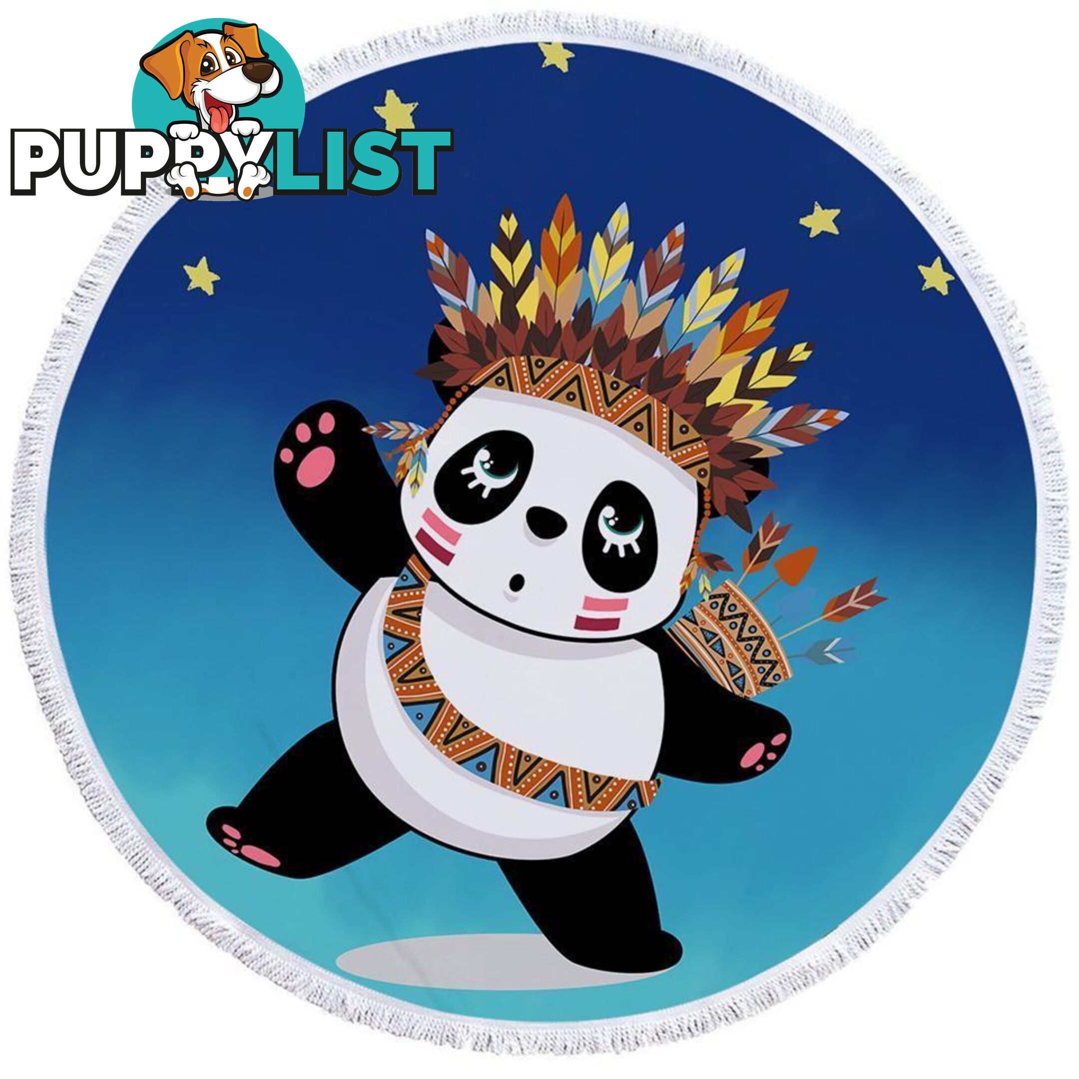 Native American Panda Beach Towel - Towel - 7427046309745