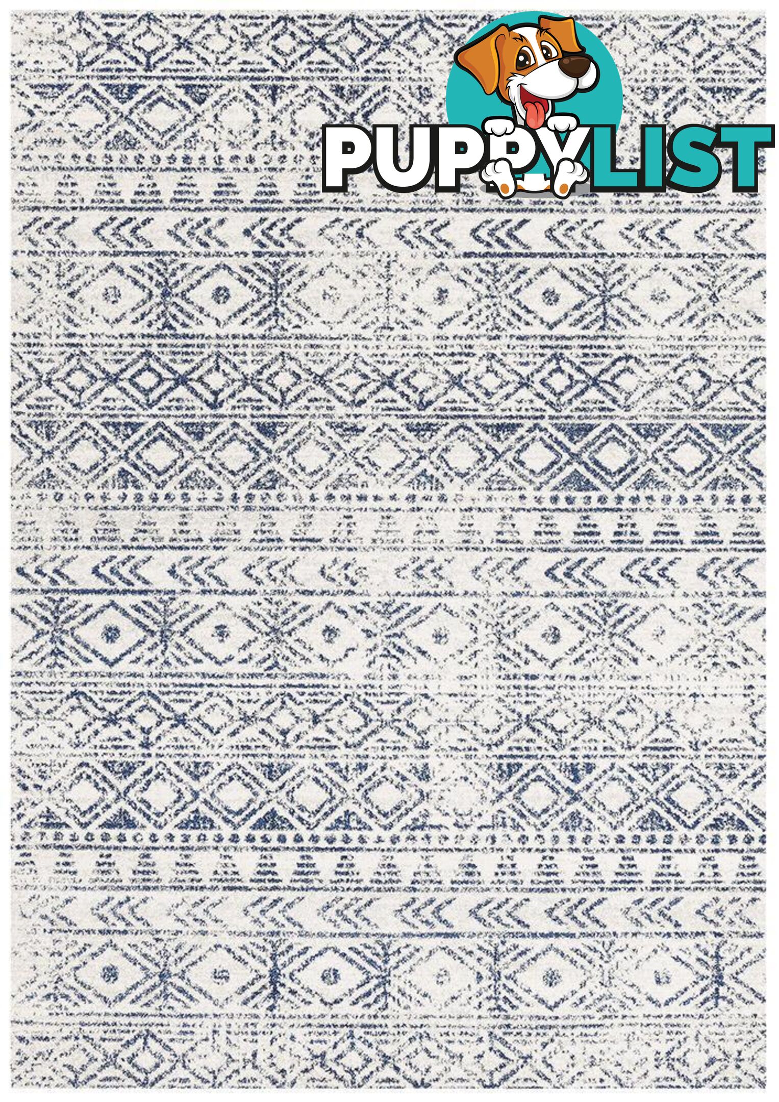 Oasis Ismail White Blue Rustic Rug - Unbranded - 9375321846516