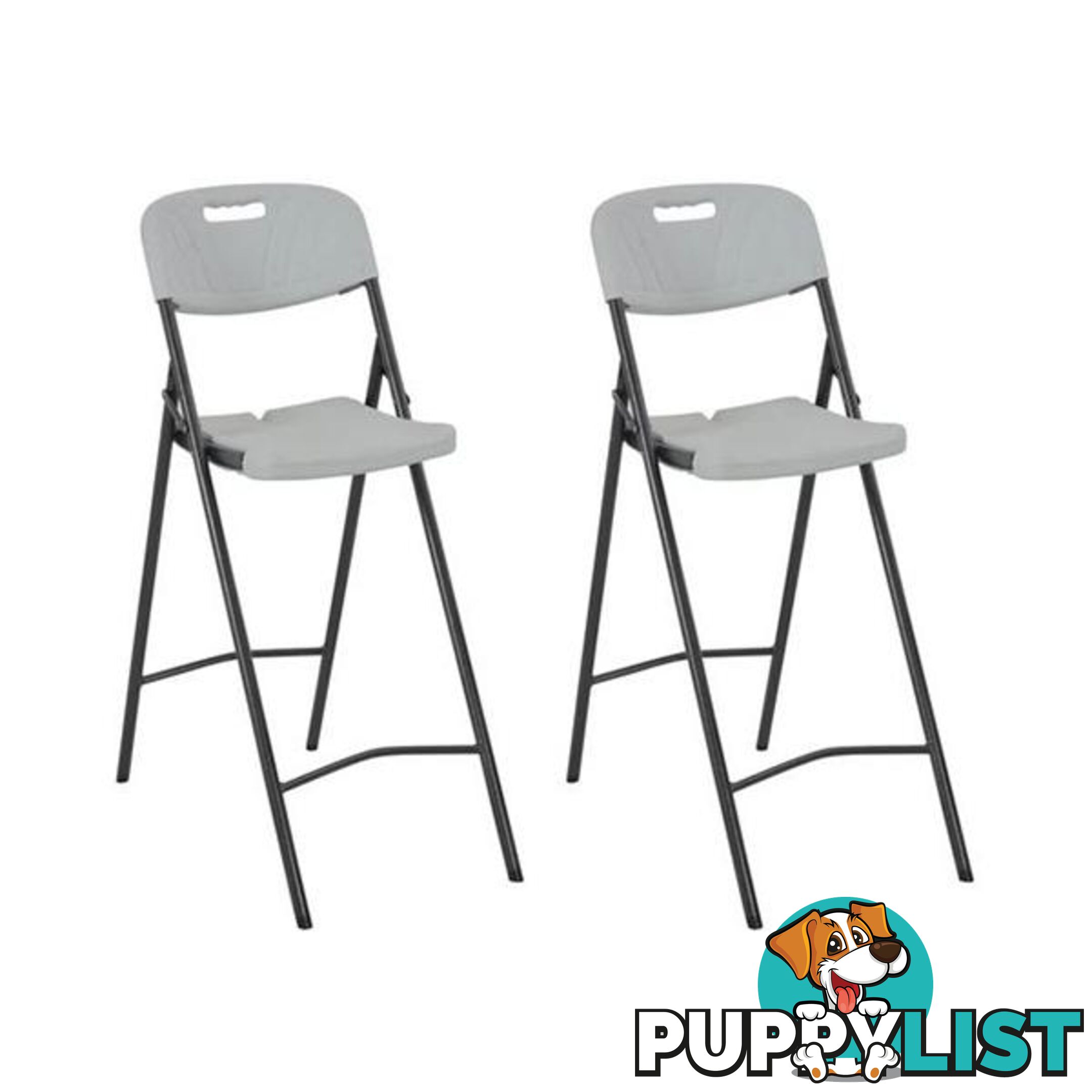 Folding Bar Chairs 2 Pcs Hdpe And Steel White - Unbranded - 8718475623656