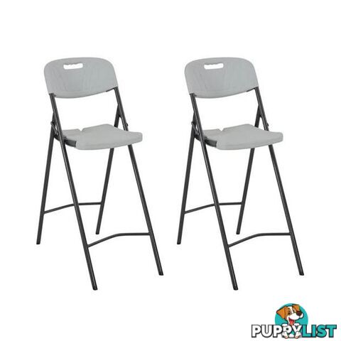 Folding Bar Chairs 2 Pcs Hdpe And Steel White - Unbranded - 8718475623656