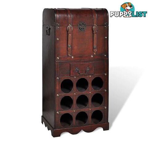 Wooden Wine Rack For 9 Bottles With Storage - Rack - 7427005879845