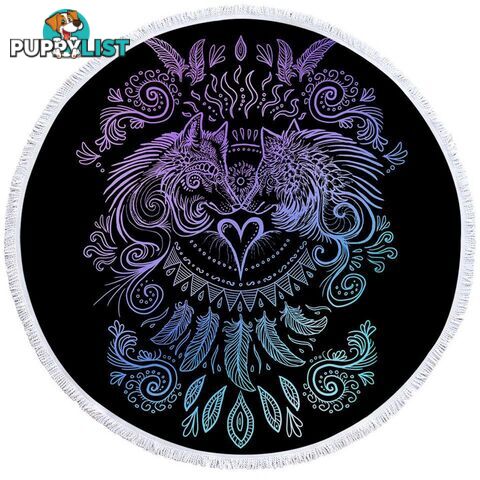 Purplish and Blue Wolfs Over Black Beach Towel - Towel - 7427046329101