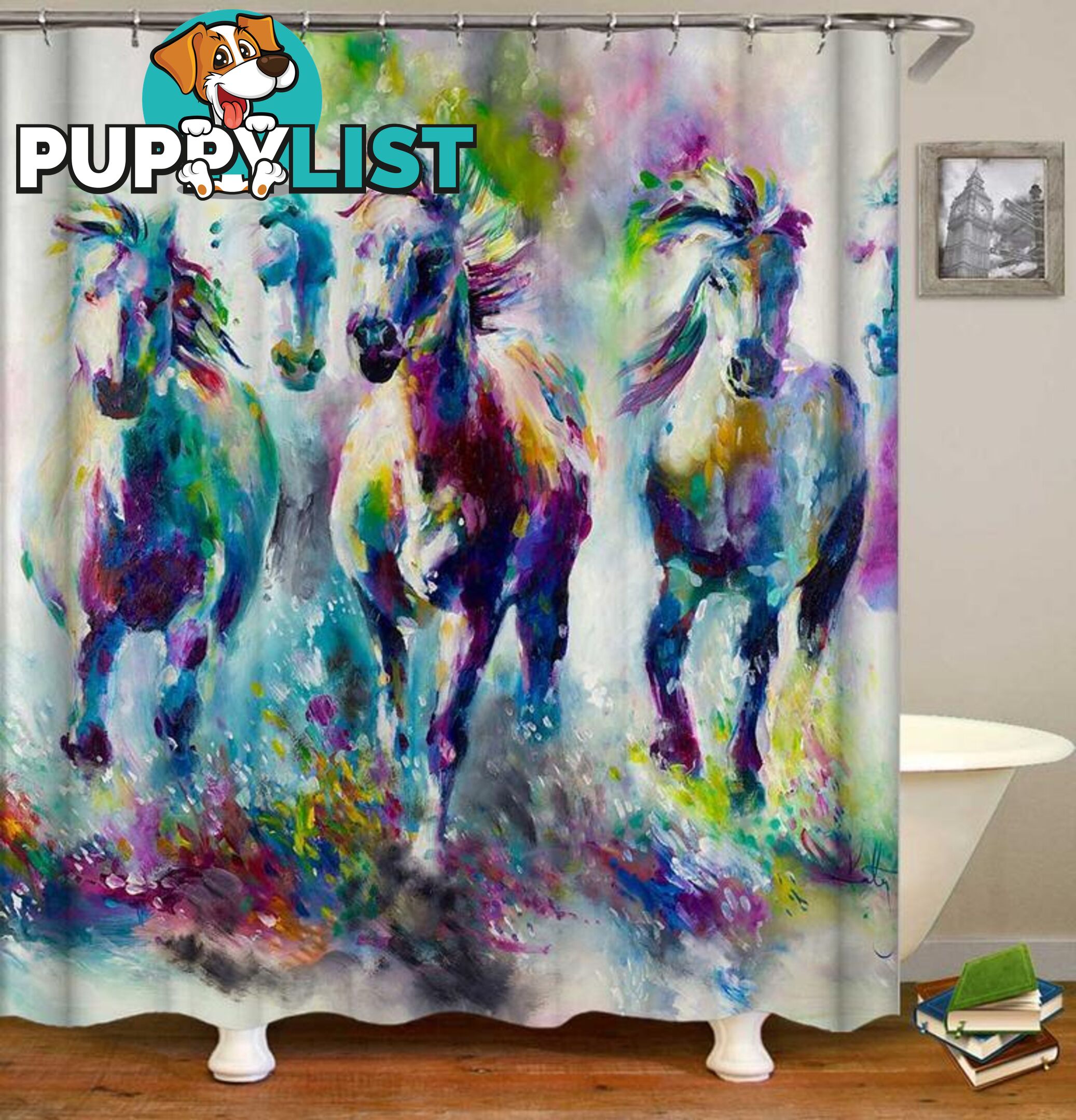 Horses Painting Art Shower Curtain - Curtain - 7427046092517