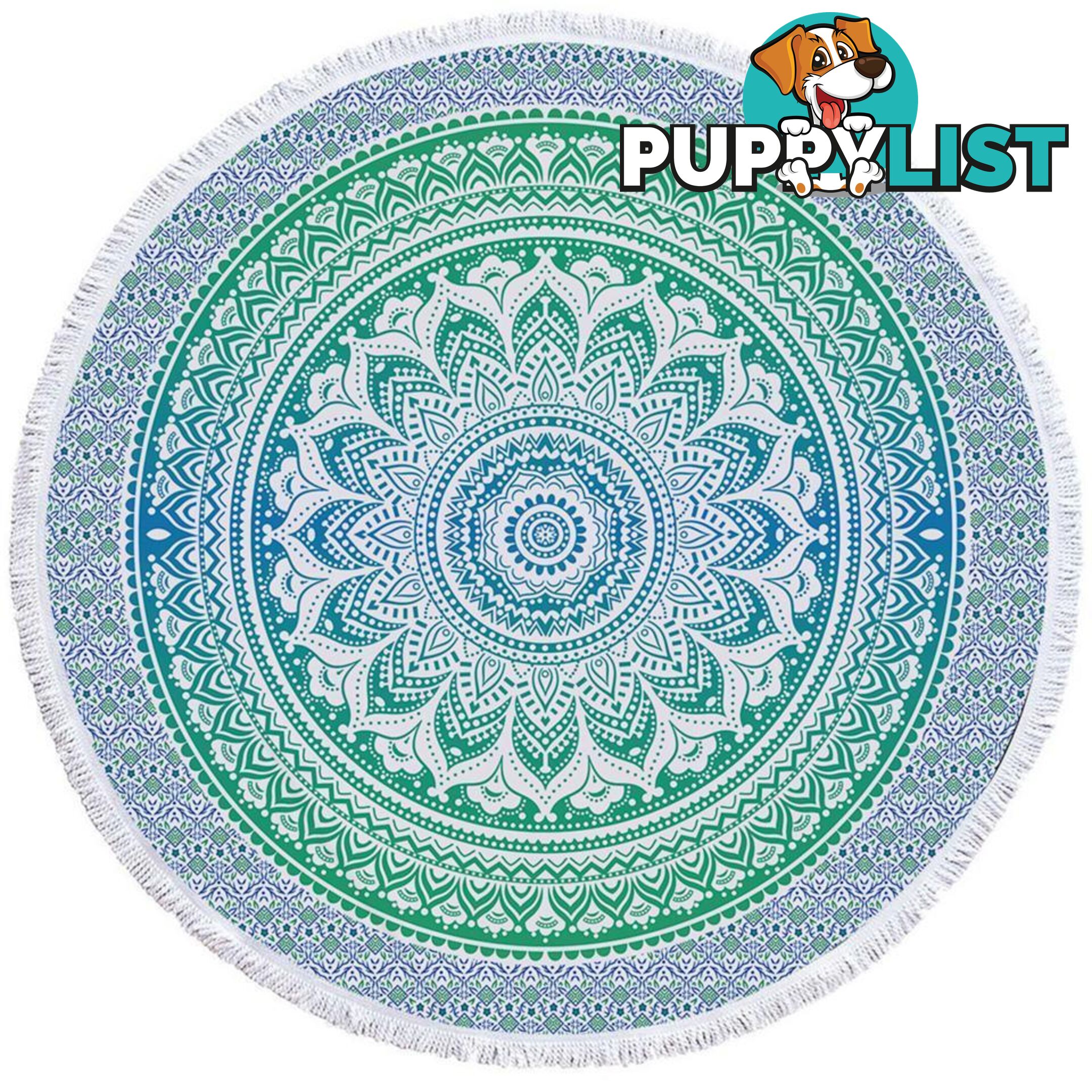 Turquoise Teal Blue Mandala Beach Towel - Towel - 7427046318655