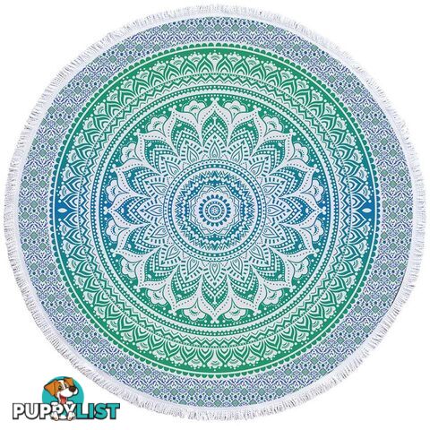 Turquoise Teal Blue Mandala Beach Towel - Towel - 7427046318655