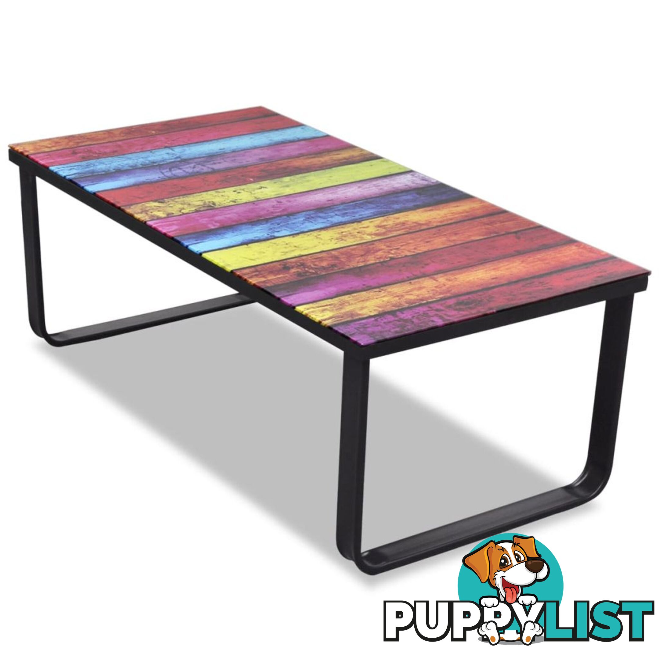 Glass Coffee Table With Rainbow Print - Unbranded - 4326500431646