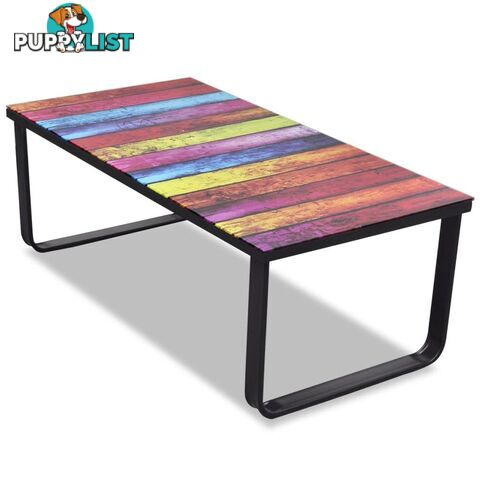 Glass Coffee Table With Rainbow Print - Unbranded - 4326500431646