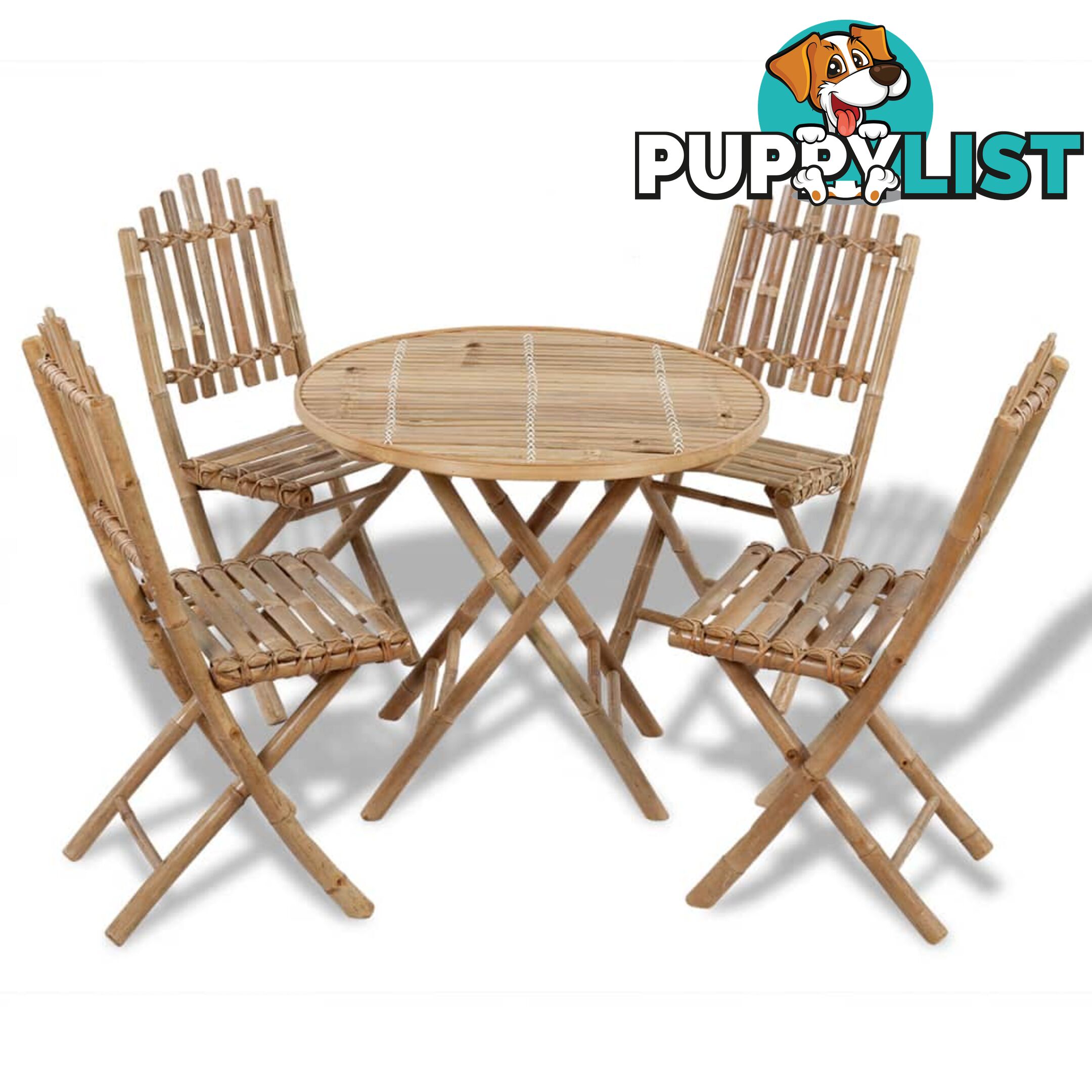 Outdoor Dining Set 5 Pieces Bamboo Foldable - Unbranded - 9476062036577