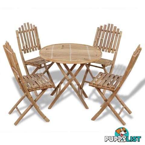 Outdoor Dining Set 5 Pieces Bamboo Foldable - Unbranded - 9476062036577