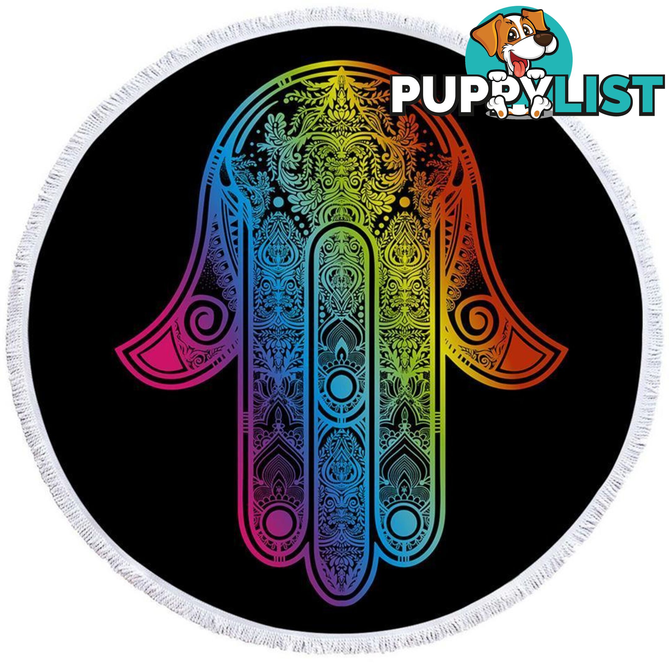 Colorful Hamsa Beach Towel - Towel - 7427046318747