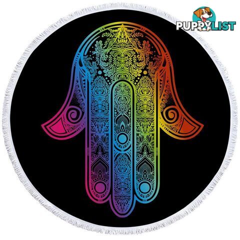 Colorful Hamsa Beach Towel - Towel - 7427046318747